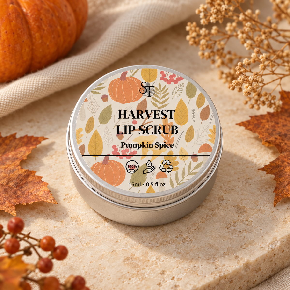 Pumpkin Spice Lip Scrub | Natural Lip Exfoliator 30ml