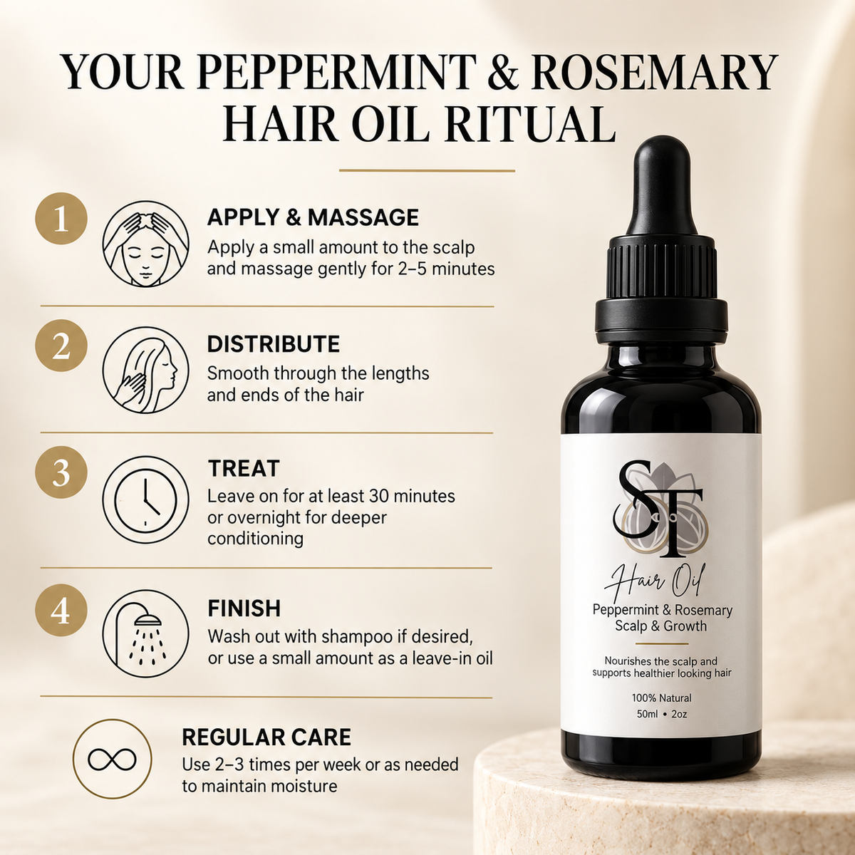 Peppermint & Rosemary Hair Oil | Scalp & Hair Care 50ml